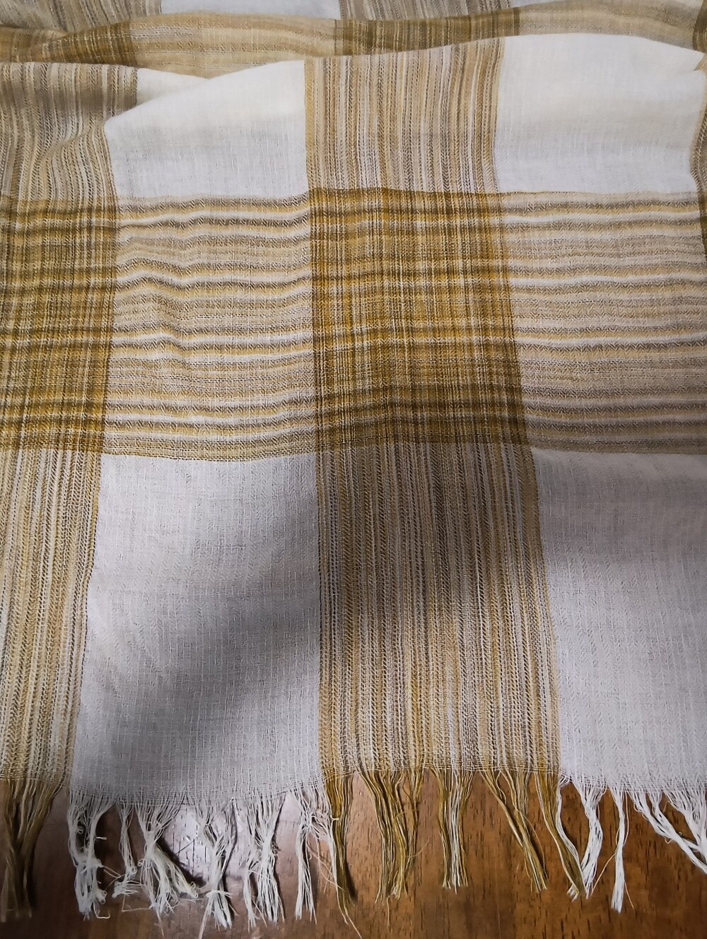 Ochre And Cream Wool Scarf